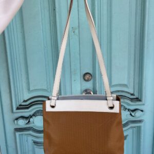 Photo detail:LEATHER TWO TONE SHOULDER PURSE BAG MADE IN ITALY