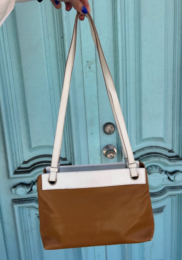 LEATHER TWO TONE SHOULDER PURSE BAG MADE IN ITALY
