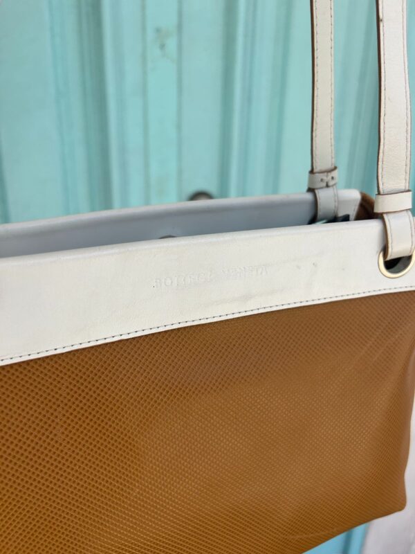 LEATHER TWO TONE SHOULDER PURSE BAG MADE IN ITALY
