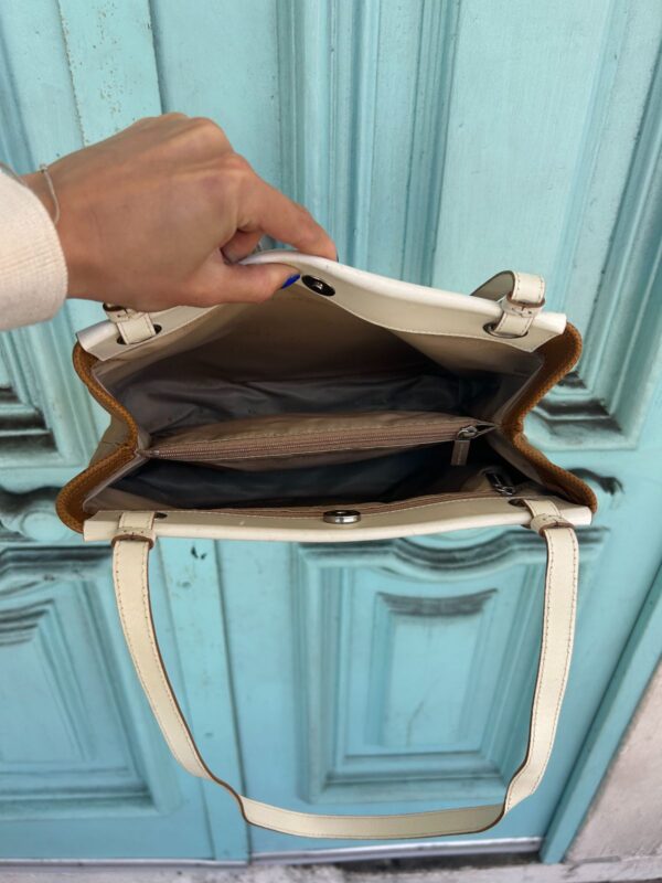 LEATHER TWO TONE SHOULDER PURSE BAG MADE IN ITALY