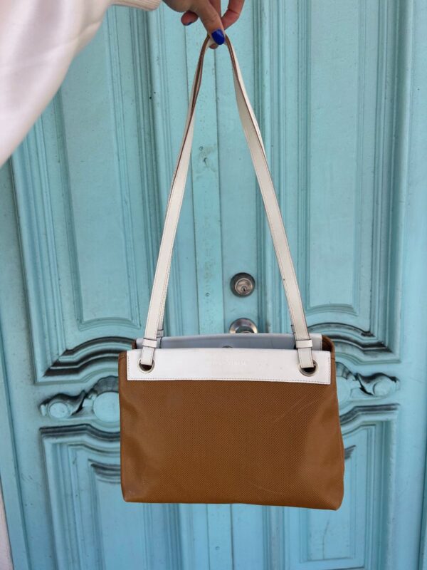 LEATHER TWO TONE SHOULDER PURSE BAG MADE IN ITALY