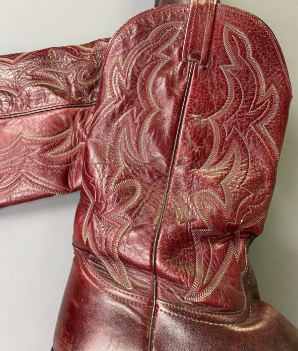 SUPER SOFT & SUPPLE OXBLOOD COWBOY BOOTS, EMBOSSED & STITCHED DESIGN