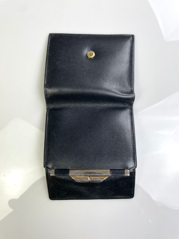 DIOR EMBOSSED LEATHER CHANGE WALLET W/ METAL SNAP CLOSURE
