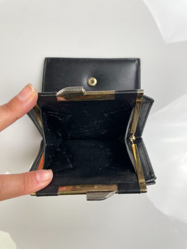 DIOR EMBOSSED LEATHER CHANGE WALLET W/ METAL SNAP CLOSURE
