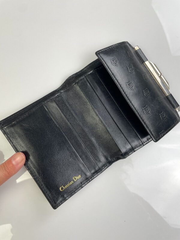 DIOR EMBOSSED LEATHER CHANGE WALLET W/ METAL SNAP CLOSURE