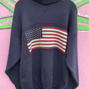 Photo detail:AS-IS 1990S MADE IN USA RALPH LAUREN AMERICAN FLAG KNIT TURTLENECK SWEATER