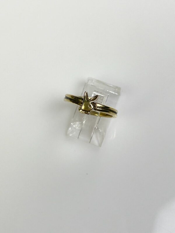 *HANDMADE IN LA* MINI PLAYBOY DOUBLE WRAP SHANK POLISHED ANTIQUE BRASS ADJUSTABLE RING
