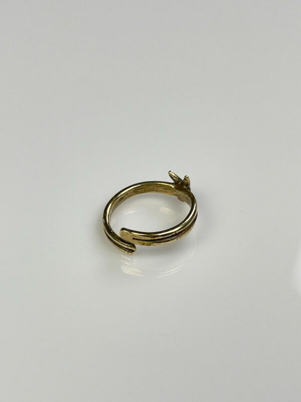 *HANDMADE IN LA* MINI PLAYBOY DOUBLE WRAP SHANK POLISHED ANTIQUE BRASS ADJUSTABLE RING