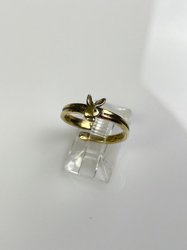 *HANDMADE IN LA* MINI PLAYBOY DOUBLE WRAP SHANK POLISHED ANTIQUE BRASS ADJUSTABLE RING