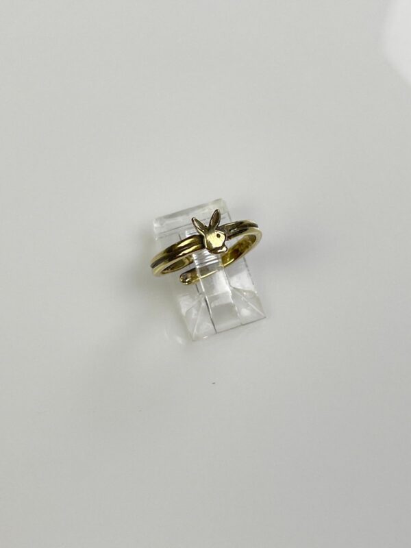 *HANDMADE IN LA* MINI PLAYBOY DOUBLE WRAP SHANK POLISHED ANTIQUE BRASS ADJUSTABLE RING