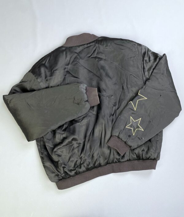 1980S-90S 100% SILK EMBROIDERED STARS & RHINESTONE ZIP-UP BOMBER JACKET, RIBBED COLLAR & CUFFS