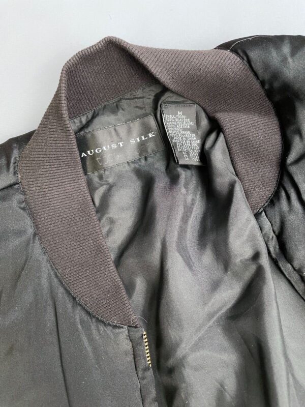 1980S-90S 100% SILK EMBROIDERED STARS & RHINESTONE ZIP-UP BOMBER JACKET, RIBBED COLLAR & CUFFS