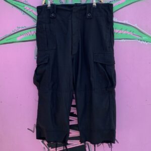 Photo detail:COOL! *LOCAL DESIGNER* OVERDYED MULTI POCKET MILITARY PANTS, CROPPED RAW HEM
