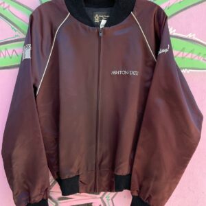Photo detail:1980S EMBROIDERED ASHTON-TATE SOFTWARE COMPANY ACETATE ZIP-UP JACKET, SILVER PIPING