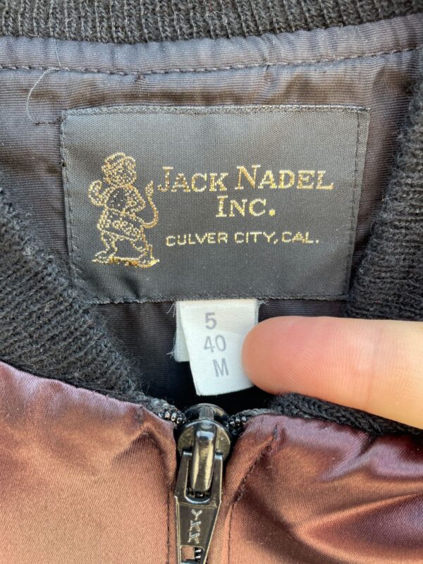 1980S EMBROIDERED ASHTON-TATE SOFTWARE COMPANY ACETATE ZIP-UP JACKET, SILVER PIPING