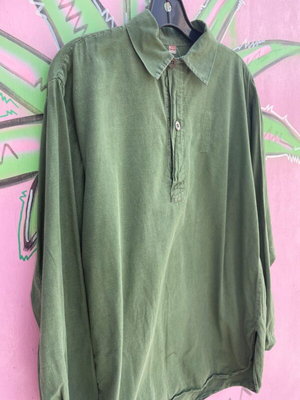 100% COTTON EUROPEAN MILITARY LONG SLEEVE COLLARED SMOCK STYLE SHIRT