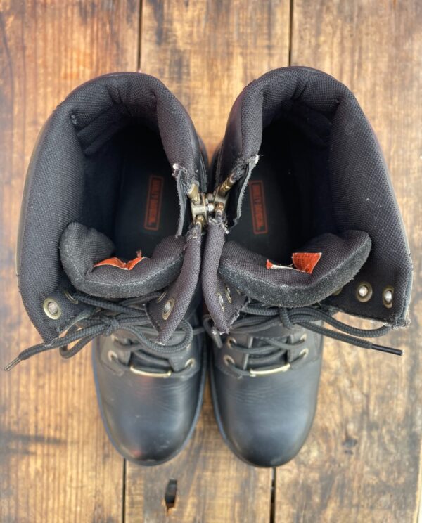 HARLEY DAVIDSON BIKER BOOTS W/ BUCKLE AND SIZE ZIPPER