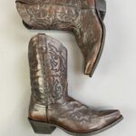 CLASSIC WESTERN ESPRESSO BROWN LEATHER COWBOY BOOTS – SIZE 13