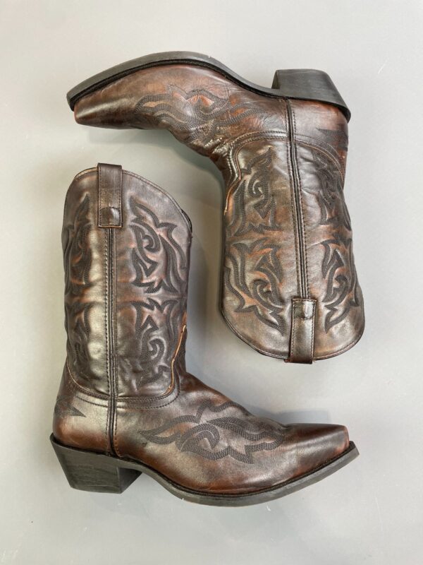 CLASSIC WESTERN ESPRESSO BROWN LEATHER COWBOY BOOTS - SIZE 13