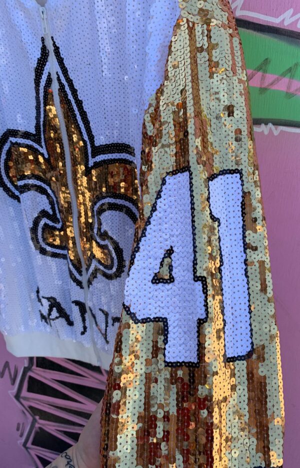 SEQUIN NEW ORLEANS SAINTS ZIPUP JACKET FLEUR-DE-LIS #41 KAMARA