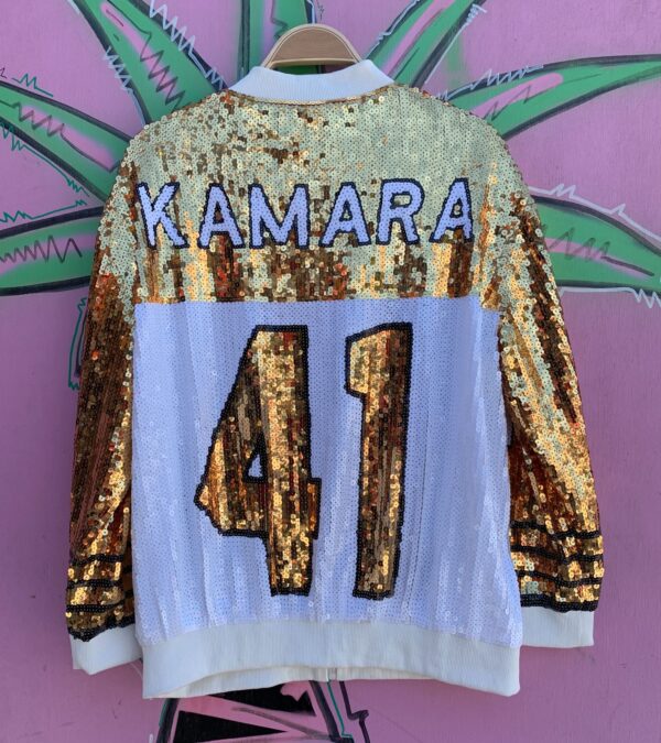 SEQUIN NEW ORLEANS SAINTS ZIPUP JACKET FLEUR-DE-LIS #41 KAMARA