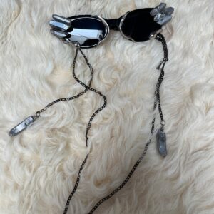 Photo detail:#BURNINGMAN! RAD! ROUNDED CATEYE SUNGLASSES WRAPPED SNAKE & CRYSTAL EMBELLISHMENTS, HANGING CHAINS