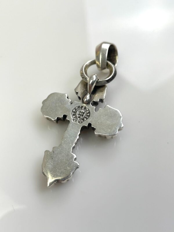 ORNATE FLEUR DE LYS FILIGREE CROSS 925 STERLING SILVER WITH BAIL
