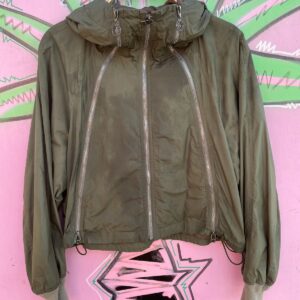 Photo detail:AS-IS RAD! MADE IN JAPAN! TRIPLE FRONT ZIPPER CROPPED NYLON MILITARY STYLE JACKET