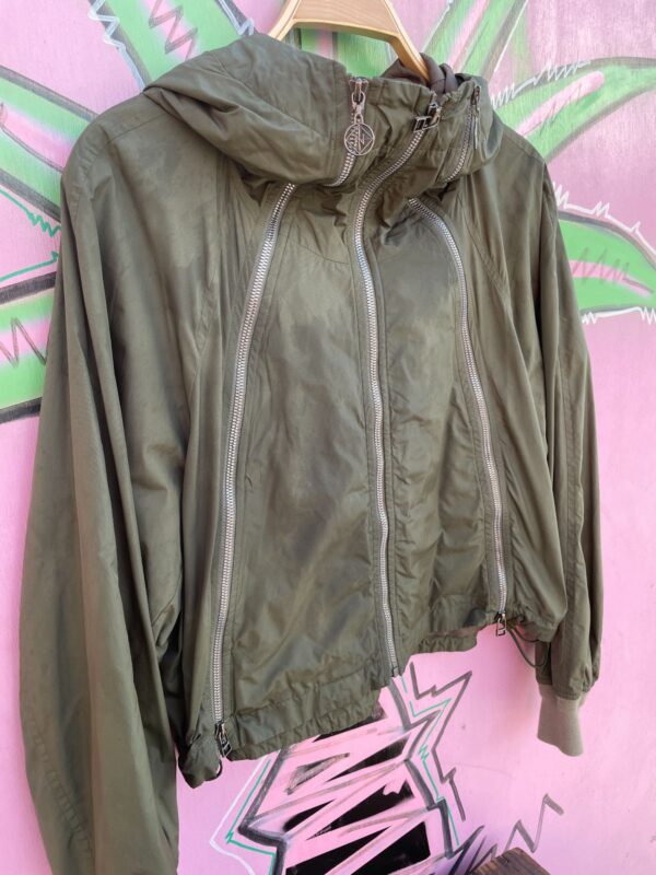 AS-IS RAD! MADE IN JAPAN! TRIPLE FRONT ZIPPER CROPPED NYLON MILITARY STYLE JACKET
