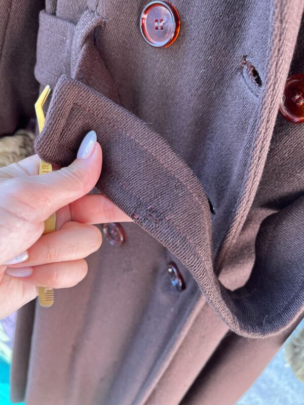 *AS-IS* JACKET FULL LENGTH TRENCH WITH SHEEP TRIM WITH BELT DOUBLE BREASTED