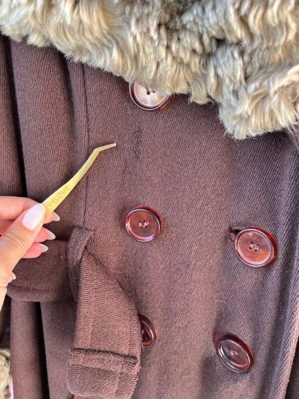 *AS-IS* JACKET FULL LENGTH TRENCH WITH SHEEP TRIM WITH BELT DOUBLE BREASTED