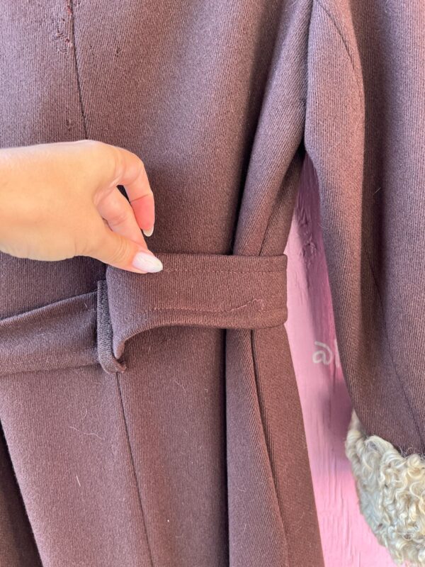 *AS-IS* JACKET FULL LENGTH TRENCH WITH SHEEP TRIM WITH BELT DOUBLE BREASTED