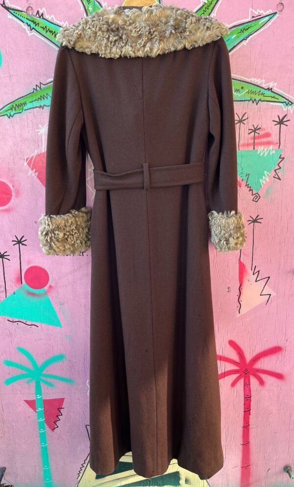 *AS-IS* JACKET FULL LENGTH TRENCH WITH SHEEP TRIM WITH BELT DOUBLE BREASTED