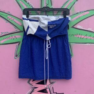 Photo detail:UPCYCLED & REWORKED VINTAGE COLORBLOCK NYLON BUSTIER TOP & MATCHING SKIRT SET