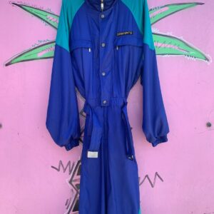 Photo detail:*AS IS* COLOR BLOCK ONE PIECE SNAP BUTTON BIB BELTED SKI SUIT