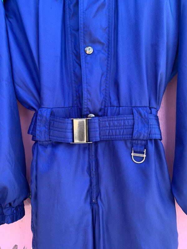 *AS IS* COLOR BLOCK ONE PIECE SNAP BUTTON BIB BELTED SKI SUIT