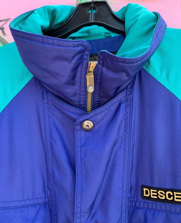 *AS IS* COLOR BLOCK ONE PIECE SNAP BUTTON BIB BELTED SKI SUIT