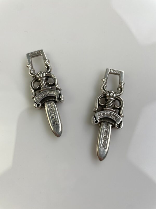 925 STERLING SILVER CHROME HEARTS DAGGER ZIPPER PULL PENDANT *SOLD INDIVIDUALLY