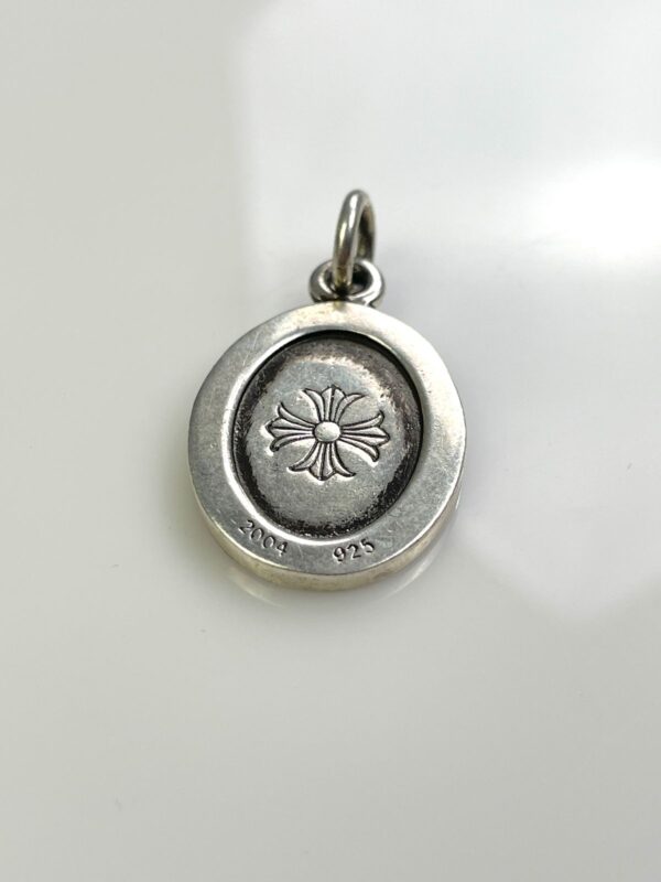 925 STERLING SILVER CHROME HEARTS OVAL ANGEL MEDALLION CHARM ROSARY PENDANT