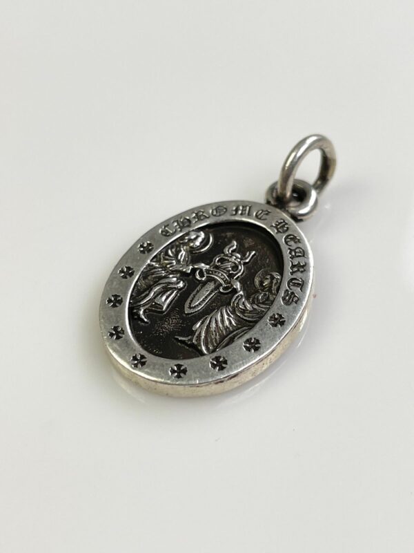 925 STERLING SILVER CHROME HEARTS OVAL ANGEL MEDALLION CHARM ROSARY PENDANT