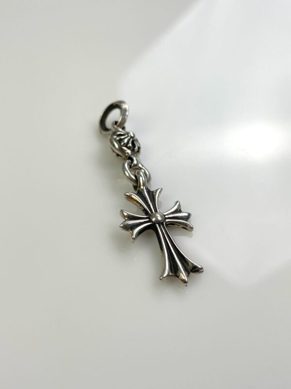 925 STERLING SILVER CHROME HEARTS 1-BALL TINY CHROME HEARTS CROSS CHARM