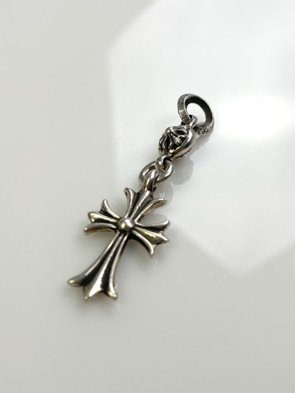 925 STERLING SILVER CHROME HEARTS 1-BALL TINY CHROME HEARTS CROSS CHARM