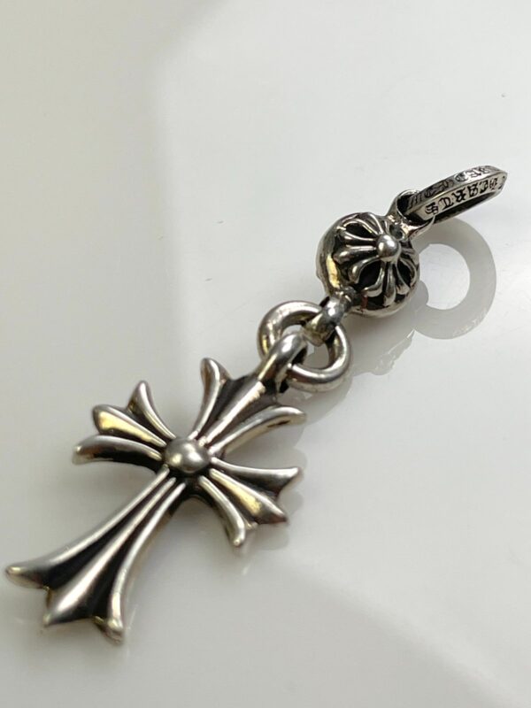 925 STERLING SILVER CHROME HEARTS 1-BALL TINY CHROME HEARTS CROSS CHARM