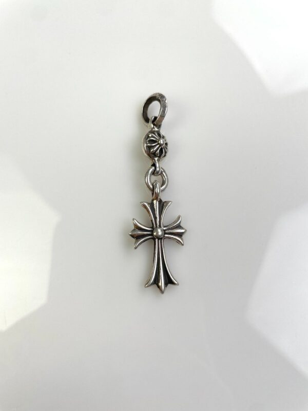 925 STERLING SILVER CHROME HEARTS 1-BALL TINY CHROME HEARTS CROSS CHARM