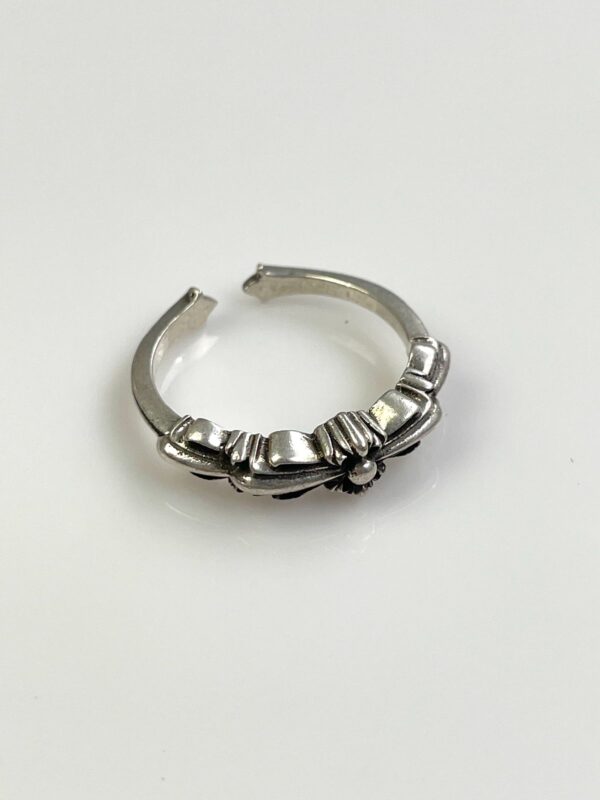 925 STERLING SILVER CHROME HEARTS MINI DOUBLE FLORAL RING