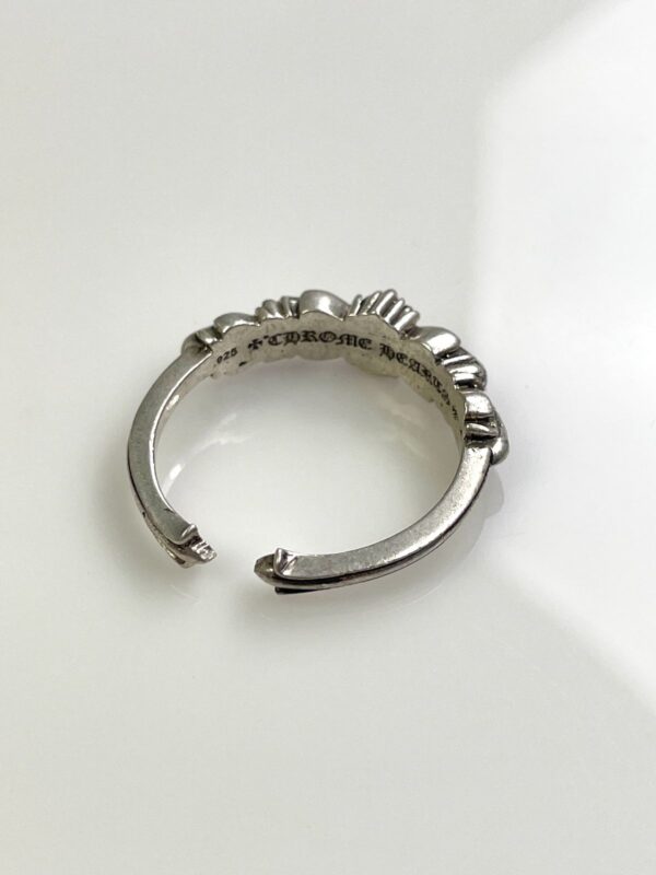 925 STERLING SILVER CHROME HEARTS MINI DOUBLE FLORAL RING
