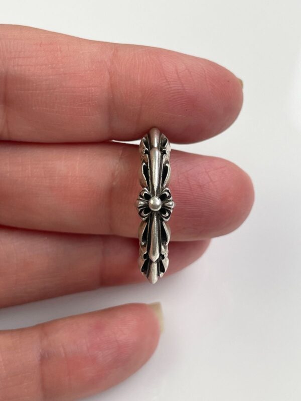 925 STERLING SILVER CHROME HEARTS MINI DOUBLE FLORAL RING