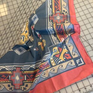 Photo detail:AZTEC PRINT WITH BIRDS MOUNTAINS AND WAVES HALF CUT BANDANA