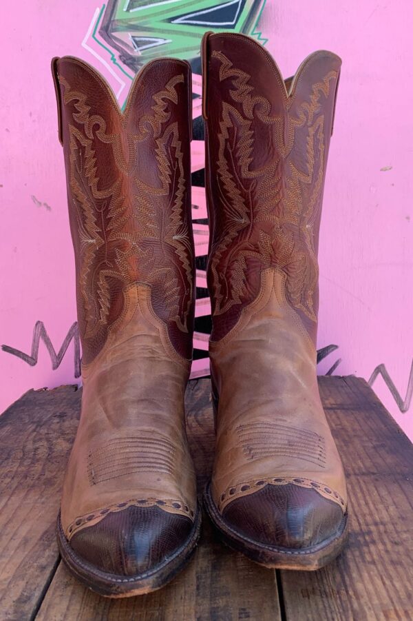 LIZARD TIP TWO TONE COWBOY BOOTS