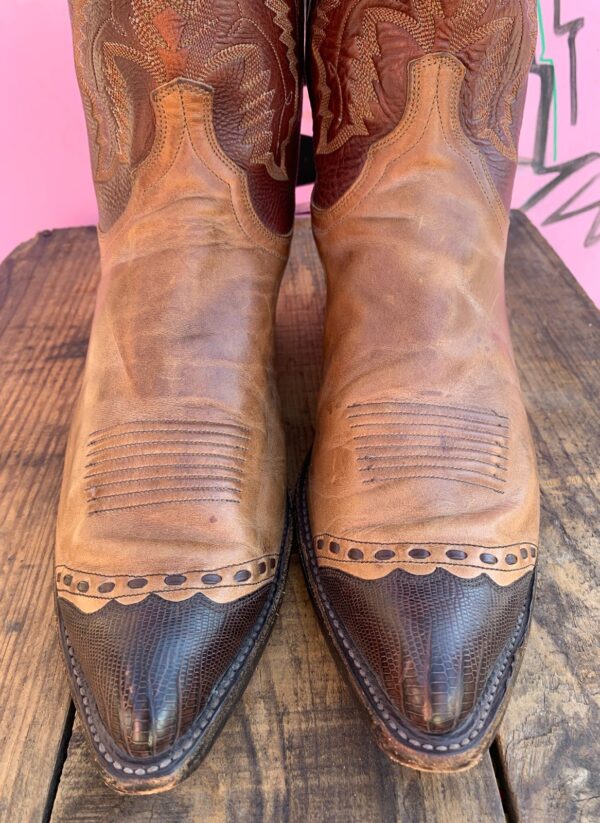 LIZARD TIP TWO TONE COWBOY BOOTS